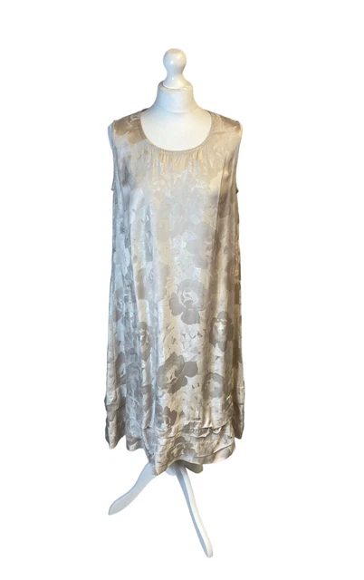 Elemente Clemente Gold Floral Layered Sleeveless Silky Dress Size 2
