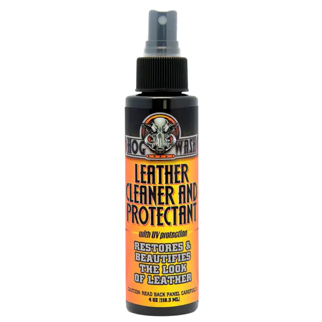 HOG WASH Water Repellant Leather Cleaner Restorer UV Protectant Gloss Spray 4oz