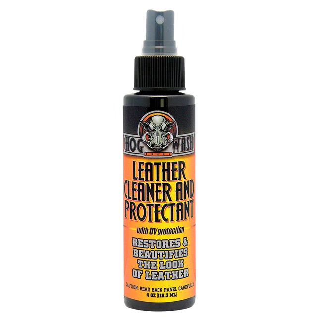 HOG WASH Water Repellant Leather Cleaner Restorer UV Protectant Gloss Spray 4oz