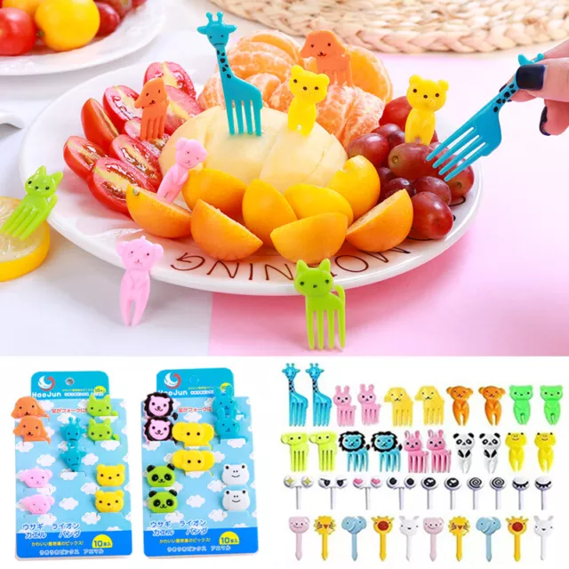 10/50 Pcs Mini Animal Food Picks For Kids Cute Food Fruit Fork Bento Box R