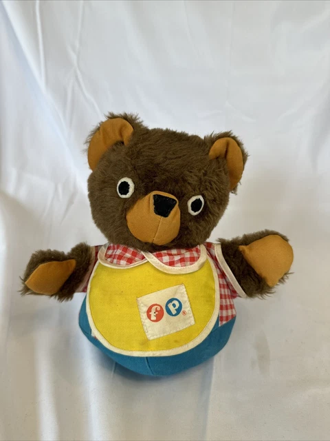 VINTAGE FISHER PRICE Roly Poly Musical Chime Teddy Bear toy 1970s plush ...
