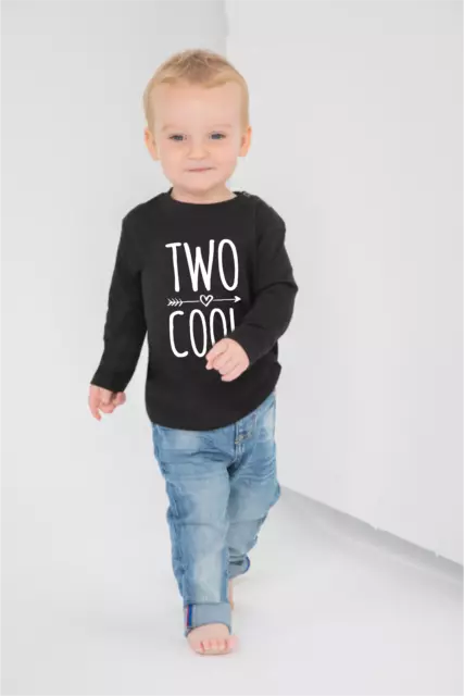 Two Cool 2nd Birthday Kids LONG SLEEVE T-shirt Birthday 2 Childs Age 2 year