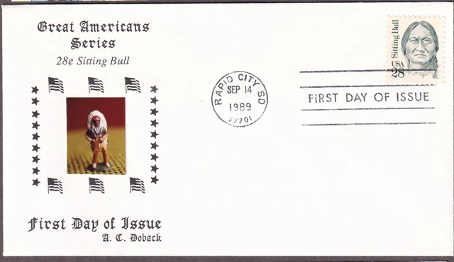 Sitting Bull FDC, Doback, Sioux Indian, 2183, Variety 1