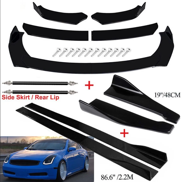For Infiniti G35 Coupe Sedan Front Bumper Spoiler Body Kit+Side Skirt+Rear Black