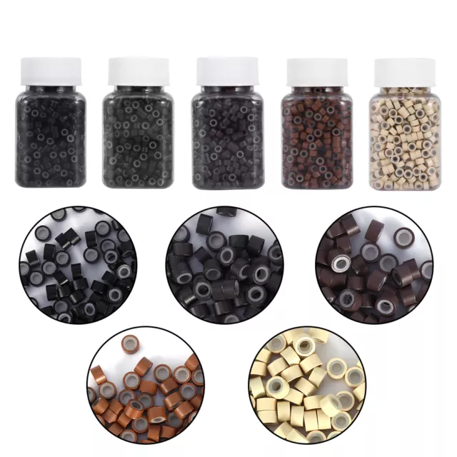 1000pz 4/5mm Silicone Micro Nano Anello Foderato Per Estensione Capelli Piuma NUOVO
