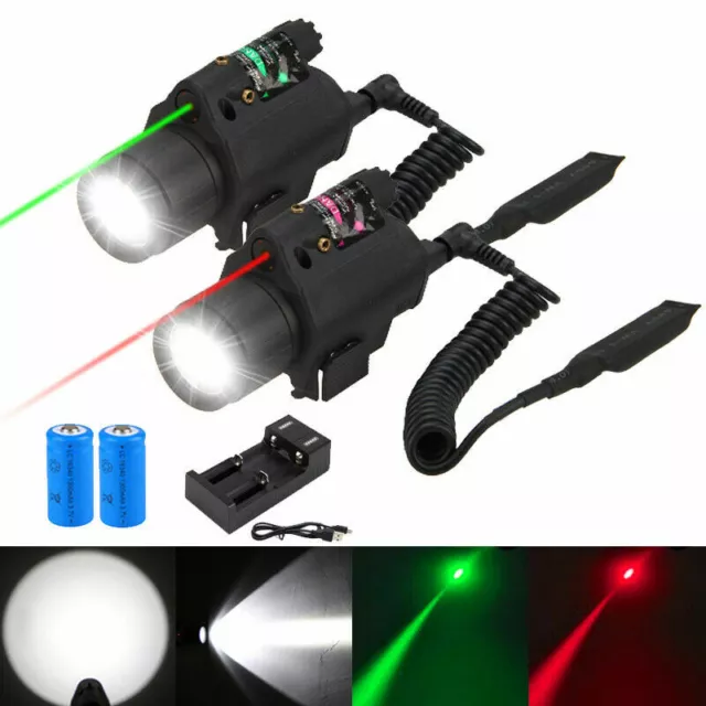 Tactical Hunting Gun Green Red Laser Pistol Weapon Light LED Flashlight Combo