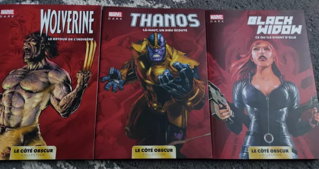 3 Livres Marvel Dark Le Côte Obscur Wolverine Thanos Et Black Widow