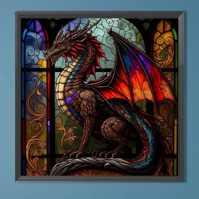 5D DIY FULL Round Drill Diamond Painting Dragon Stained Glass Home Decor  RAU $18.70 - PicClick AU