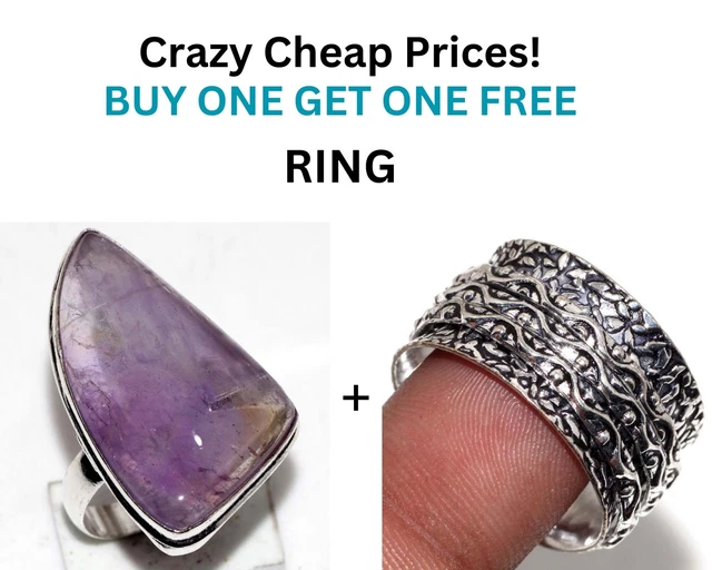 Natural Ametrine Vintage Spinner Ring Combo Set Size 9.5|10 JW