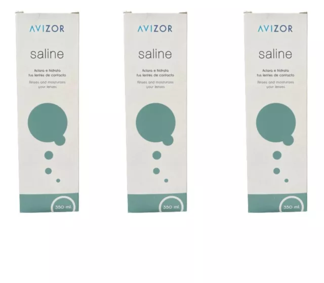 Avizor Saline Contact Lens Solution Rinsing Storing For All Types 350ml X3