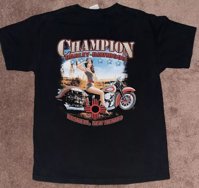 Harley-Davidson Motorcycles T-shirt Champion Roswell New Mexico Riding Babe