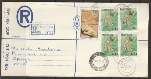 SWA Namibia Cover Khorixas 26.03.1996 R-Cover Butterfly Fossils
