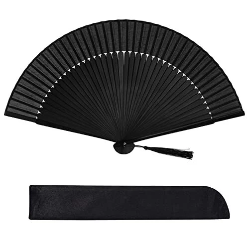 Hands Held Silk Folding Fan, Chinese Japanese Handheld Fan with Ta...