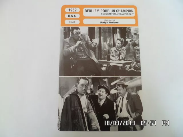 CARTE FICHE CINEMA 1962 REQUIEM POUR UN CHAMPION Anthony Quinn Jackie Gleason