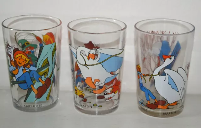 Lot 3 verres à moutarde NILS HOLGERSSON dessin animé vintage Amora 1984 2