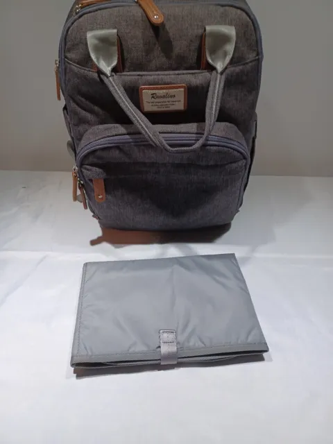 Diaper Bag Mom's Backpack, RUVALINO Multifunction Travel Maternity Baby Bag Grey 5