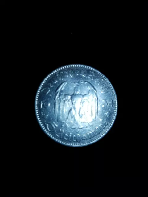 1934 Germany Third Reich 5 Reichsmark Garrison Church Silver Coin . 01-20