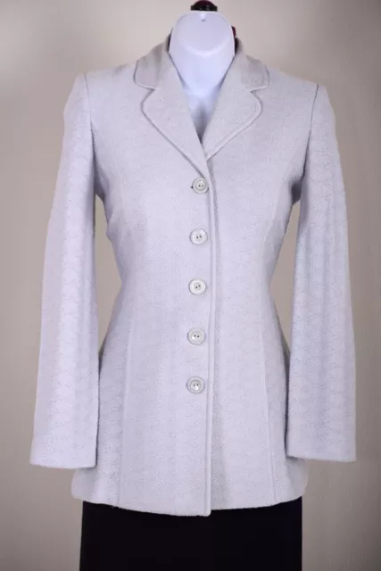 ST.JOHN Collection Womens Knit Tweed Gray Blue Jacket Sz 4
