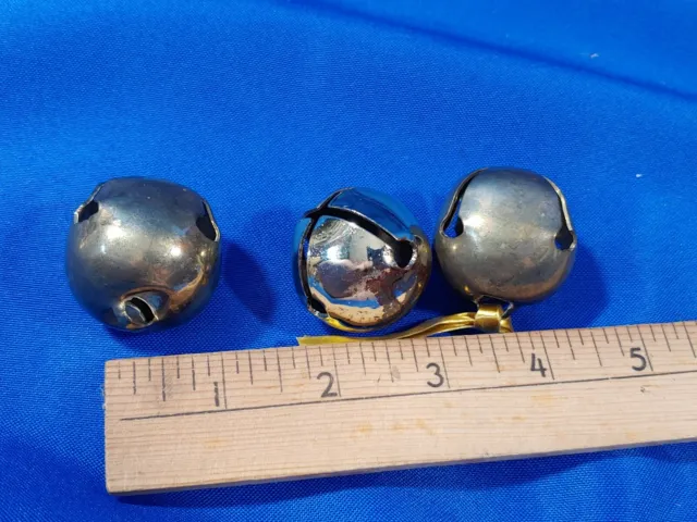 Lot 3 VTG Brass Metal Loose Sleigh Bells Replacement Part Santa Xmas