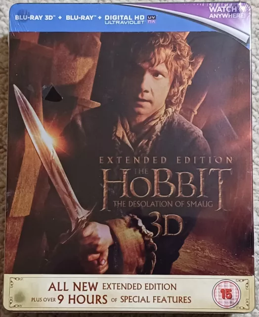 The Hobbit The Desolation Of Smaug Extended Blu-Ray Steelbook 3D + 2D New Sealed