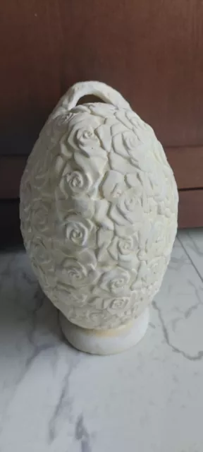 Traumhafte große Rosen Vase Blumenkübel creme weiß Herzform 3