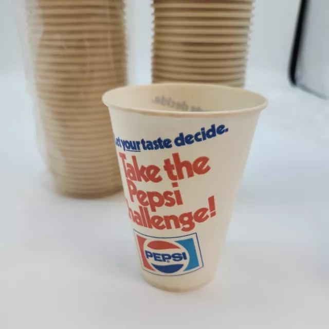 Vintage 1980s Pepsi Take the Pepsi Challenge Paper Cups Huge Lot 81 cups  7 oz 3