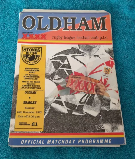 Oldham vs. Bramley - 20/12/1992