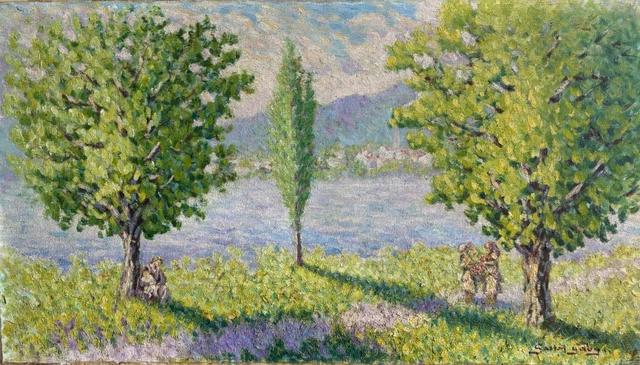 Tableau à L'huile Signé Gaston Laborde (1892-1965) - Paysage De Rivière En Normandie - Style Fauvisme