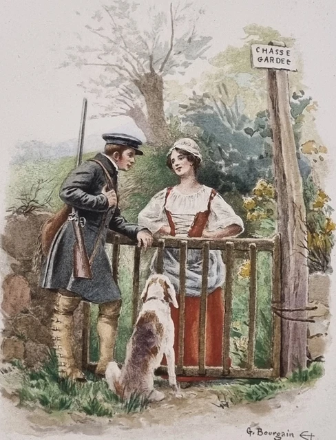 Gravure Pointe Sèche Signée F. Gaal – Scène De Marché En France Fin XIXe Début XXe – Estampe Originale Sur Papier Vélin