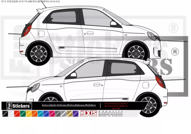 Renault Twingo 3 bande latérale RACING Autocollant Graphic Decals 13 COULEURS 2