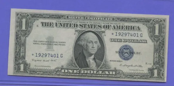 1935 G One Dollar Bill With Motto Chcu Gem Star Note K05580872* Silver Cert
