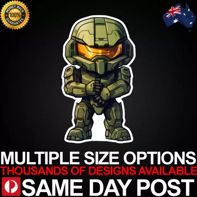 CUTE CHIBI MASTER CHIEF Vinyl Car Sticker Decal Laptop Characters Movies Robot