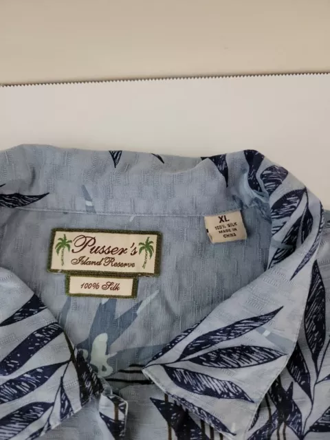 PUSSER'S ISLAND RESERVE 100% Silk Hawaiian Shirt Short Sleeve Men's ...