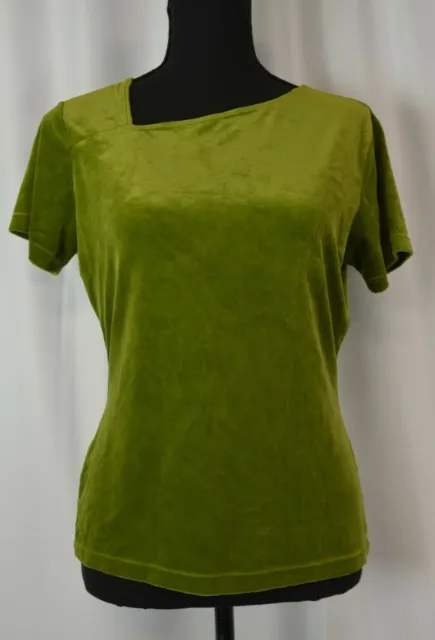 Neiman Marcus Women's Short Sleeve Pullover Blouse Shirt Top Size Medium Green