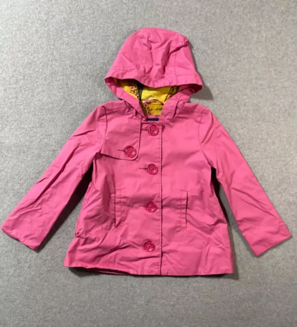 Gap Kids Rain Coat Girls XS 4-5 Pink Hooded Long Sleeve Button