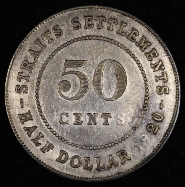 1920 Straits Settlements Silver 50 Cents