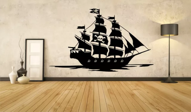 Kinderzimmer Piratenschiff Pirat Karibik Skull Flagge Totenkopf Wandtattoo A050