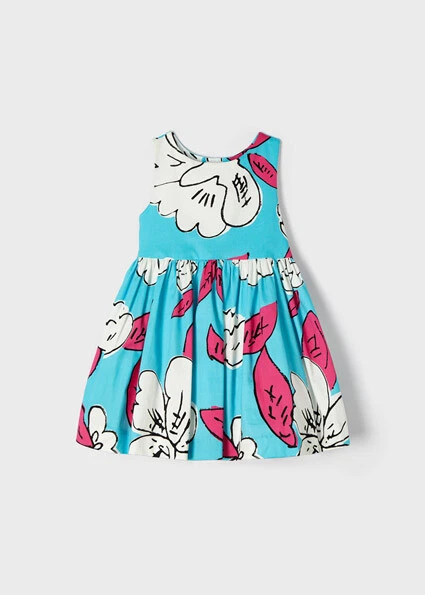 Abito elegante per bambina vestito Mayoral turchese con fiori da 2 a 9 anni