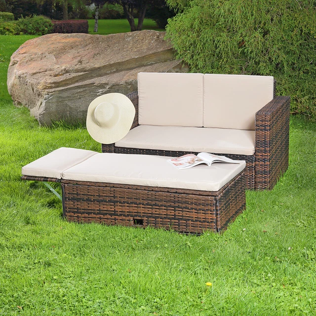 LOUNGE ZWEISITZER GARTEN Sofa klappbare Bank Tisch Sessel Gartenmöbel