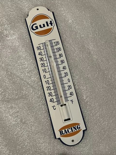 12in GULF Porcelain Thermometer SIGN Oil Gas Gasoline