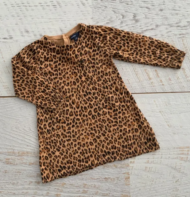Baby gap Girls size 12-18 mths cotton dress knit  leopard animal print VGUC