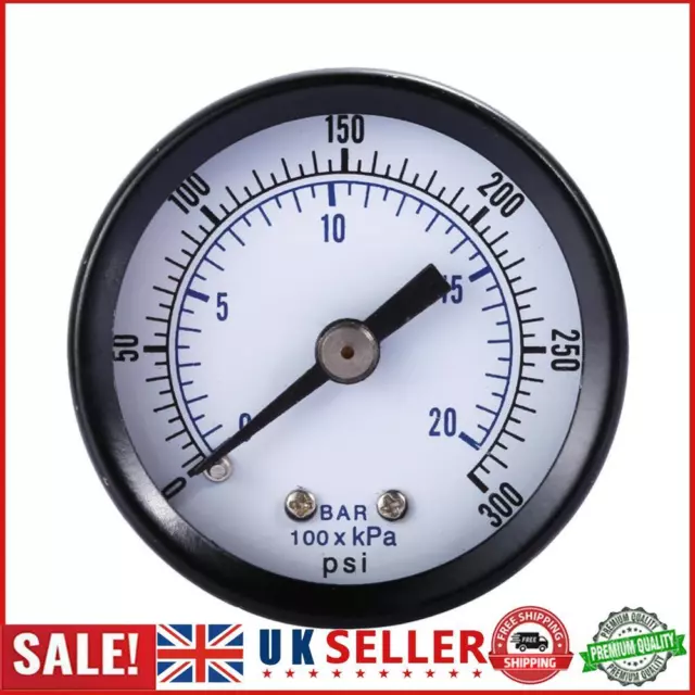 Double Scale Air Compressor Pressure Gauge 0-20Bar / 0-300 PSI Manometer GB