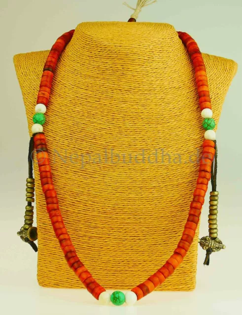 Tibétain Prière Chaîne Mala Népal Buddha Collier Bouddhisme Dorje Corne 30c