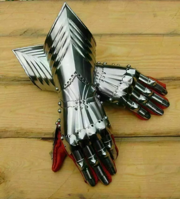 Armor Medieval Steel Gauntlets Late Gothic Knight Finger Gloves SCA LARP Gift