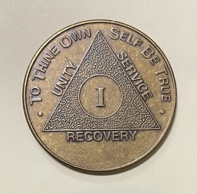 A.A. ALCOHOLIC’S ANONYMOUS Unity Service Recovery 1 Year Bronze 34mm