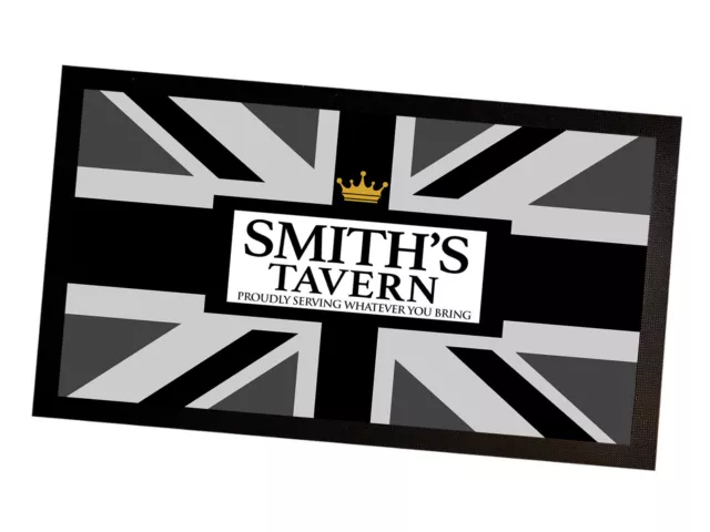 Personalised Union Jack Bar runner - with your name Crown -  Bar runner mat