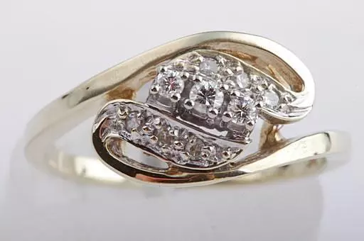 Diamantring 3 Brillanten 6 Altschliff Diamanten 585 14k Gelb Gold Gr 54 17,2mm *