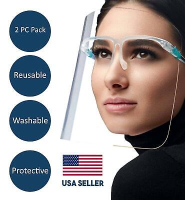 Face Shield Safety, Reusable Goggle Visor Transparent Anti-Fog Layer Cover 2 Pcs
