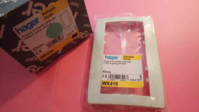 Hager Kallysta WK416 - Plaque DOUBLE DUNE Verticale entraxe 57mm