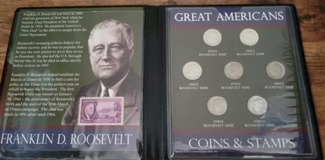 First Commemorative Mint  Great Americans Franklin D. Roosevelt (contains silver